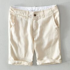 批发<b class='q'>男士</b>新款高品质时尚个性简约款宽松百搭薄款亚麻短裤休闲裤<b class='q'>沙滩裤</b>