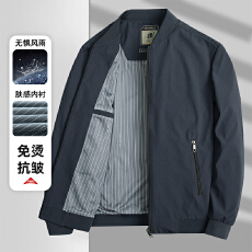 批发2026秋季拉链夹克外套男<b class='q'>中老年</b>爸爸装商务休闲立领夹克衫免烫抗皱