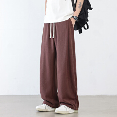 批发新款春夏秋老钱风宽松<b class='q'>休闲裤</b>男生直筒平口透气垂感阔腿裤潮流长裤