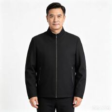 批发实体春秋新款男士夹克休闲立领外套宽松中年爸爸装潮流百搭上衣服