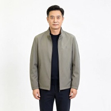 批发实体春秋新款男士夹克休闲立领外套宽松中年爸爸装潮流百搭上衣服