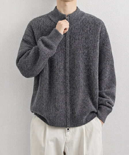 빛 럭셔리 오래된 돈 바람 니트 스웨터 오픈 가디건 스웨터 남성 스탠드 칼라 폭발 고급 센스 악당 잘 생긴 재킷 조수 브랜드 커플룩