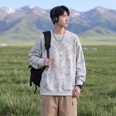 批发春秋男女款潮牌圆领满印星星时尚长袖卫衣重磅新款情侣装潮牌外套