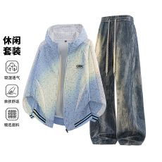 批发跨境秋冬新款加肥加大码<b class='q'>休闲</b>套装男潮牌宽松连帽卫衣<b class='q'>休闲</b>裤两件套