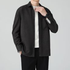 批发秋冬新款加厚衬衫男士工装<b class='q'>长袖</b>潮牌宽松毛呢衬衣休闲<b class='q'>外套</b>百搭上衣