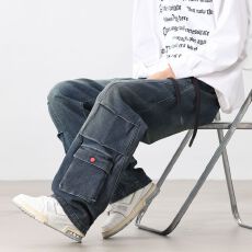 批发跨境潮牌男士<b class='q'>大码</b>秋冬工装牛仔裤时尚美式复古水洗痞帅<b class='q'>大码</b>阔腿裤