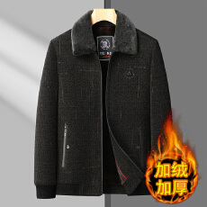 批发爸爸装金貂绒毛呢大衣男加绒雪尼尔外套冬季保暖<b class='q'>休闲</b><b class='q'>商务</b>中老外套