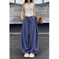 批发时尚结构裁片垂感阔腿牛仔裤女<b class='q'>秋</b>季新款高腰宽松显瘦休闲简约裤子