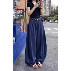 批发美式阔腿弯刀牛仔裤女秋季新款高腰宽松垂感<b class='q'>休闲</b>显瘦拖地长裤子潮