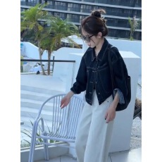 批发复古明线口袋牛仔外套女秋<b class='q'>冬</b>小个子休闲设计感短款工装风显瘦上衣