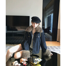 批发复古原色<b class='q'>牛仔</b>羊羔毛外套女秋冬季2025新款小个子短款毛毛棉服棉衣