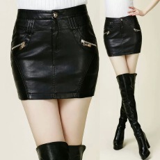批发皮短裙2025年新款时尚春秋半身裙高腰<b class='q'>韩版</b>百搭显瘦黑色a字包臀裙