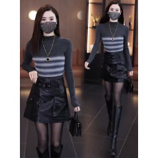 批发工<b class='q'>装</b>皮裙半身裙女2025秋冬季新款高腰显瘦百搭a字包臀裙pu皮短裙