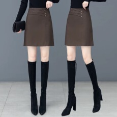 批发时尚小皮裙女秋冬季2025新款高腰显瘦a字半身裙百搭pu包臀短裙子