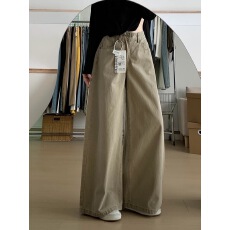 批发卡其色牛仔裤女冬季低腰宽松慵懒复古显瘦直筒裤腿裤子女