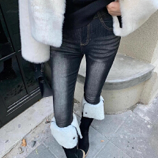 批发秋冬美式辣妹风复古高腰修身牛仔裤女显瘦紧身弹力铅笔九分裤