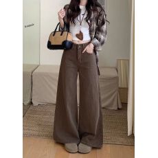 批发咖色阔腿复古高腰牛仔<b class='q'>裤</b>女夏季2026<b class='q'>新款</b>休闲宽松显瘦时尚百搭<b class='q'>裤</b>子