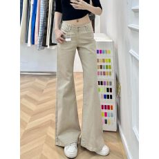 批发2026春季新款卡其色低腰弹力微喇牛仔<b class='q'>裤</b>女显瘦垂感喇叭<b class='q'>裤</b>