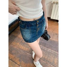 批发蓝色牛仔<b class='q'>半身裙</b>女复古辣妹显瘦a字包臀短裙裙裤