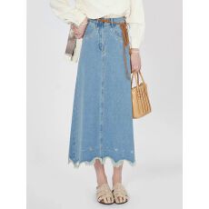 批发<b class='q'>复古</b>刺绣牛仔半身裙女2026春季新款高腰显瘦中长款a字裙