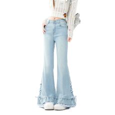 批发夏季微喇叭软牛仔裤女薄款2026新款小个子绝美穿搭裤子<b class='q'>春</b>秋