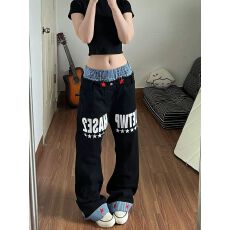 批发小众双腰弯刀<b class='q'>牛仔裤</b><b class='q'>女</b>夏季2026新款松驰风叠堆设计感显高显瘦长裤