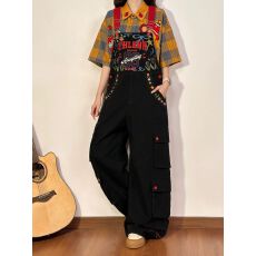 批发美式复古工装裤牛仔背带裤裤子女款2026夏季新款宽松阔腿裤<b class='q'>连体裤</b>