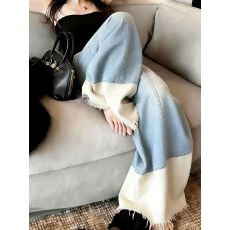 批发2026新款慵懒风<b class='q'>高腰</b>显瘦宽松阔腿牛仔裤女蓝色休闲直筒长裤
