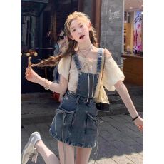 夏日巨好看的减龄牛仔背带裙绝美辣妹设计感吊带连衣裙