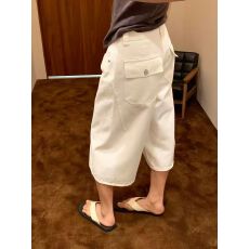 批发韩式简约白色七分阔腿牛仔裤女夏季新款<b class='q'>高腰</b>宽松显瘦直筒五分中裤