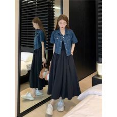 批发韩系<b class='q'>牛仔</b>衬衫短袖+吊带两件套女2026夏款女装时尚百搭显瘦上衣ins