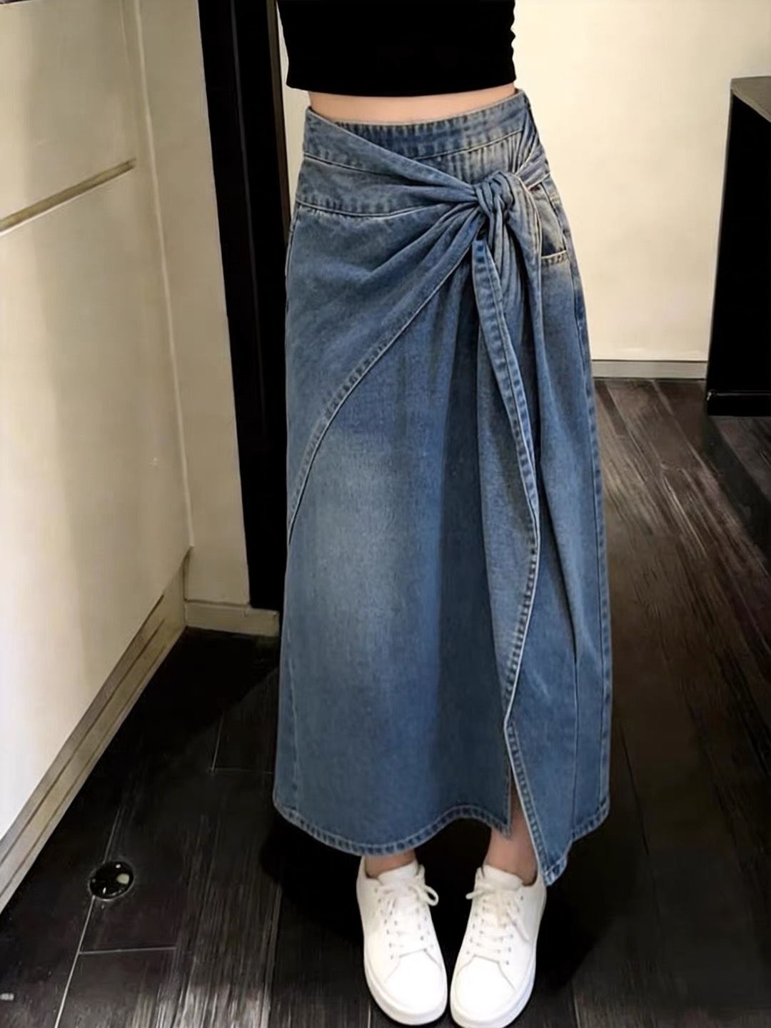 设计师款解构主义牛仔裙女高腰不...