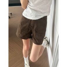 批发棕咖色牛仔短裤女秋季2026新款<b class='q'>高腰</b>宽松显瘦a字工装四分阔腿<b class='q'>热裤</b>