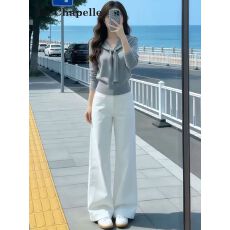 批发今年流行慵懒风套装女早秋季穿搭时尚减龄休闲针织衫阔腿裤两件套