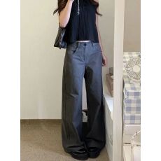 批发韩系美式复古阔腿<b class='q'>牛仔裤</b>女春秋高腰宽松显瘦直筒垂感百搭休闲裤
