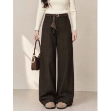 美式复古咖色牛仔裤女秋2026新款简约高腰显瘦休闲百搭阔腿直筒裤