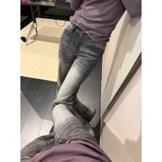 批发韩版百搭美式黑灰色微喇<b class='q'>牛仔裤</b>女春秋新款不贴腿低腰显瘦喇叭裤