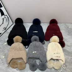 针织帽女秋冬护耳毛线帽保暖显脸小滑雪雷锋帽