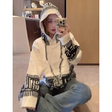 批发长袖连帽针织衫上衣女2025秋冬提花<b class='q'>中长款</b>宽松百搭毛衫