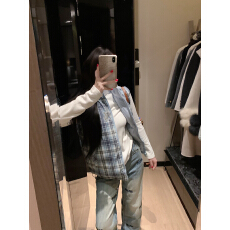 批发美式复古格纹立领棉<b class='q'>马甲</b><b class='q'>男</b>女秋冬季宽松休闲百搭保暖叠穿外套