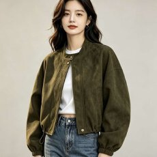批发档口上新 2026年秋季新款女装宽松落肩立领短款<b class='q'>外套</b><b class='q'>显瘦</b>百搭夹克