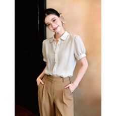 批发冰感苎麻白<b class='q'>衬衫</b>女短袖2026夏季新款ol<b class='q'>职业</b>气质<b class='q'>衬衣</b>高级感别致上衣