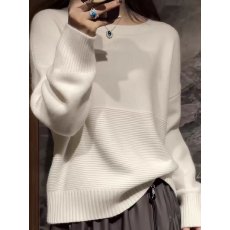 批发白色套头毛衣<b class='q'>女士</b>秋冬慵懒风软糯宽松显瘦减龄内搭打底<b class='q'>针织衫</b>上衣