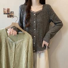 批发实拍～胖MM大码女装衬衫方领褶边时尚宽松显瘦遮肉女长袖上衣