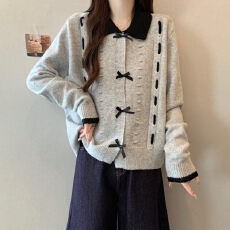 批发实拍~<b class='q'>胖</b><b class='q'>MM</b>大码灰色慵懒高级感长袖上衣设计感宽松显瘦针织毛衣