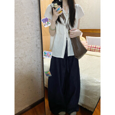 实拍 褶绑带衬衫复古花边袖宽松外搭上衣设计感衬衣