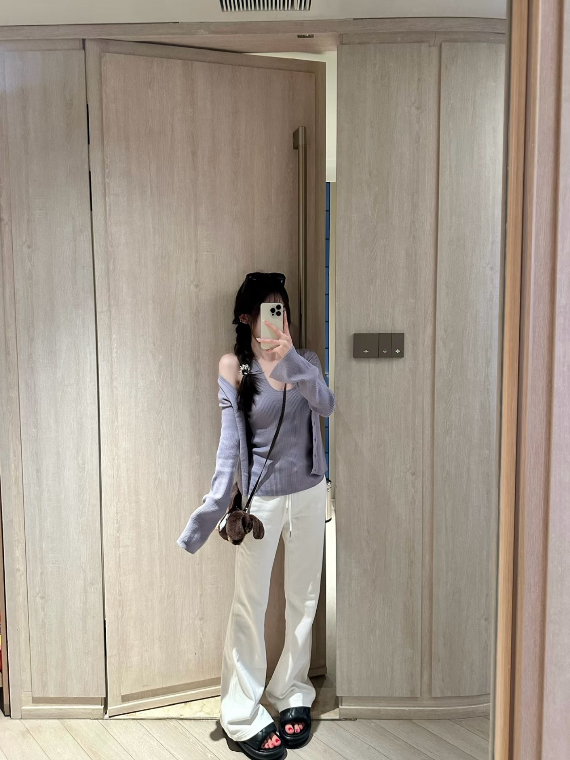 실사 패션 다용도 보라색 오픈 가디건 캐미솔 투피스 세트