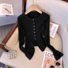 针织开衫女2025年新款气质时尚洋气开叉毛衣女韩版设计感长袖上衣