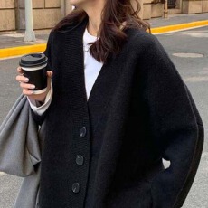 批发秋冬新款加厚毛衣女<b class='q'>韩版</b>宽松慵懒风中长款针织开衫百搭温柔风外套