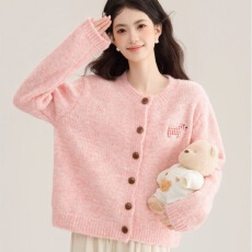 批发2025年秋季<b class='q'>外套</b>宽松<b class='q'>百搭</b>针织上衣女装时尚休闲气质甜美风软糯毛衣